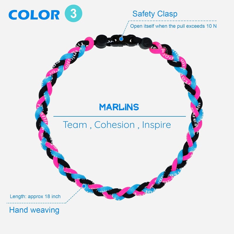 SUPBOMM 3 pcs Baseball Rope Necklaces, League Team Colors Braided Necklace, Baseball Team Gifts - Image 4